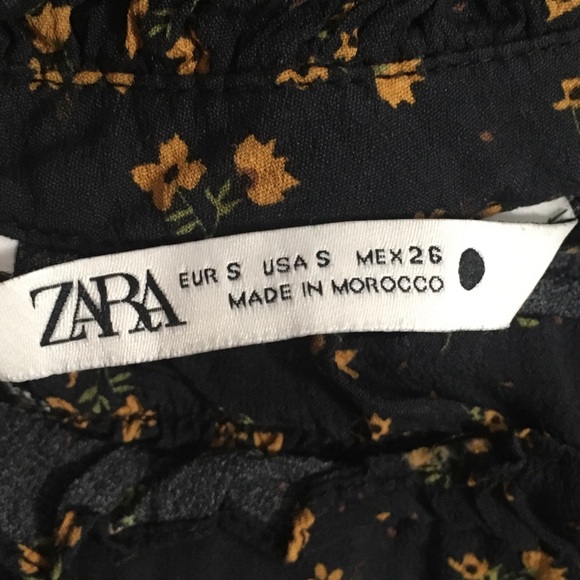 Zara Flowy Flower Pattern Casual Dress Black/Orange Dainty Women’s Size Small - Picture 2 of 4